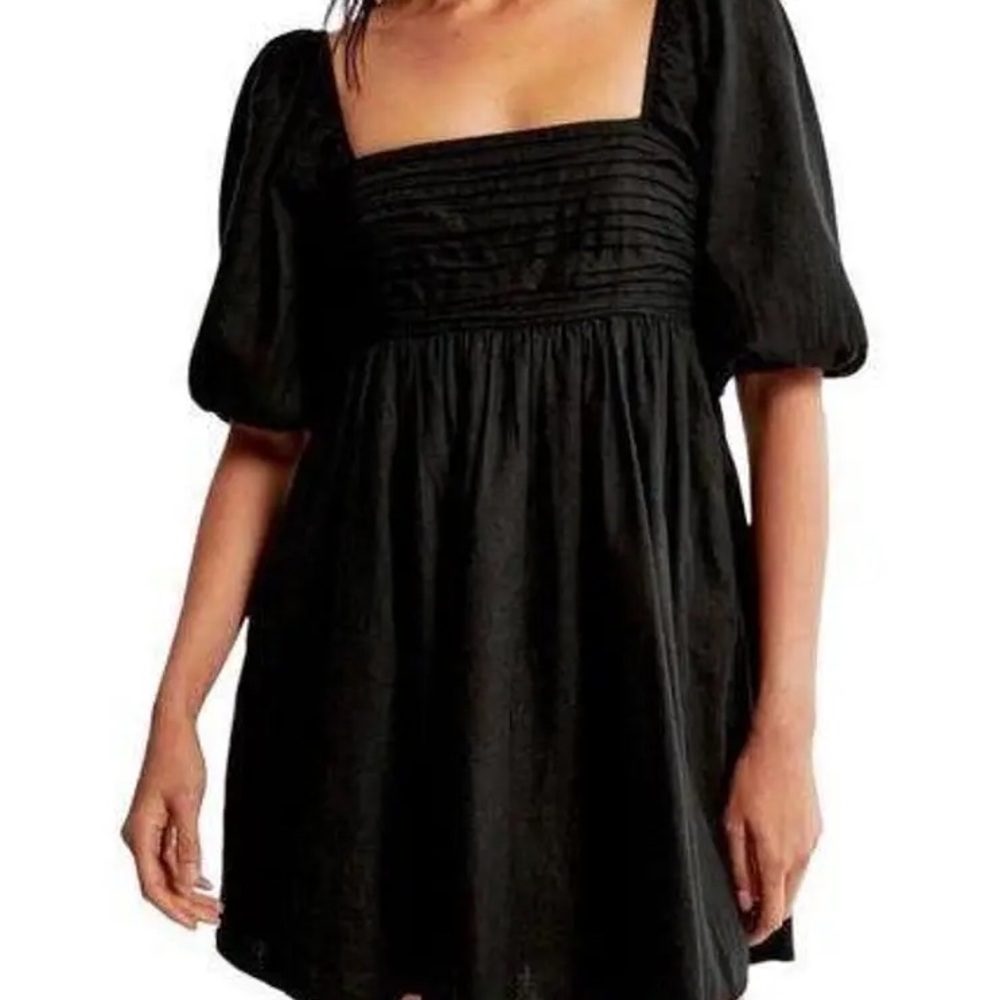 Free People Puffy Sleeve black Romper